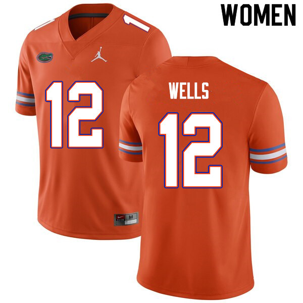 Women #12 Rick Wells Florida Gators College Football Jerseys Sale-Orange